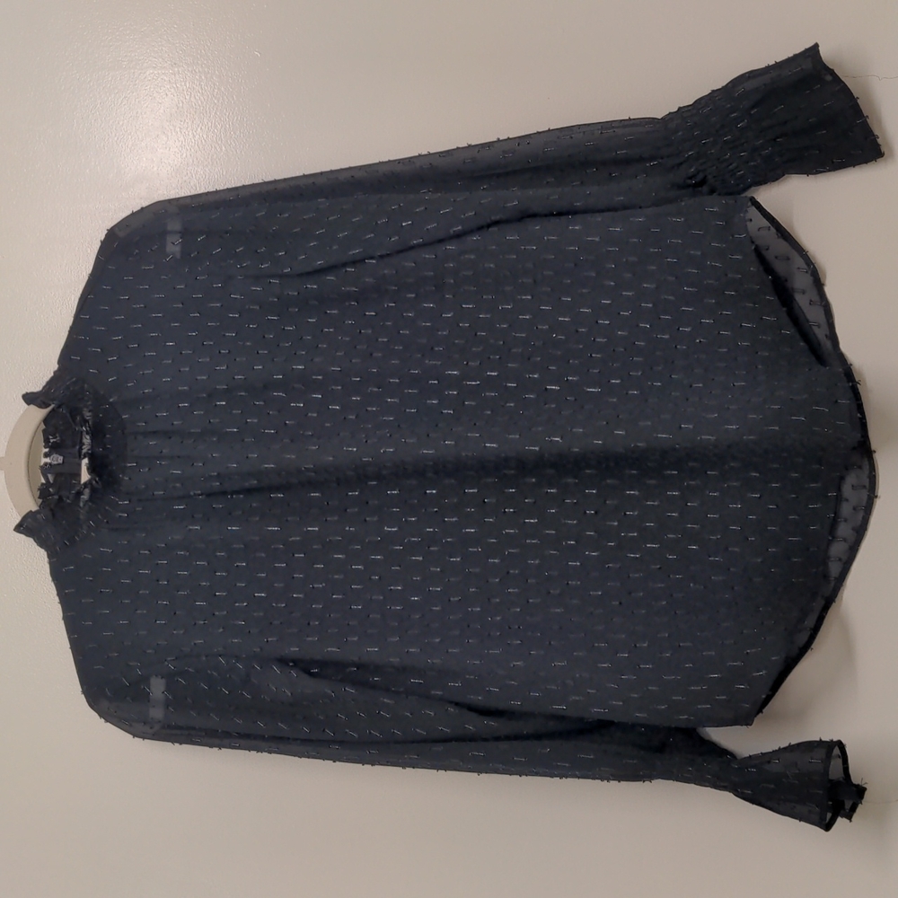 Ann Taylor high neck navy blue blouse